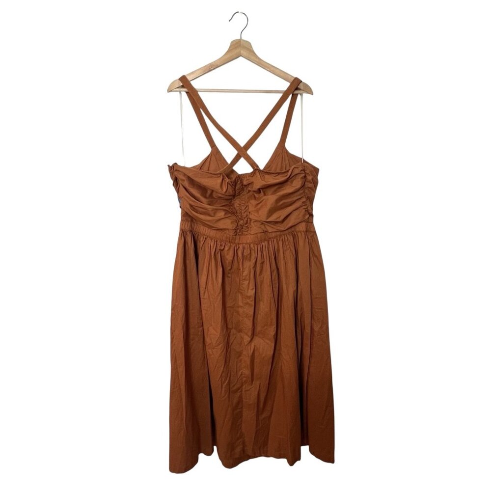 Lane Bryant Gathered Bodice Fit & Flare Midi Dress Size 20 Adobe Caramel Spiced - Picture 3 of 10